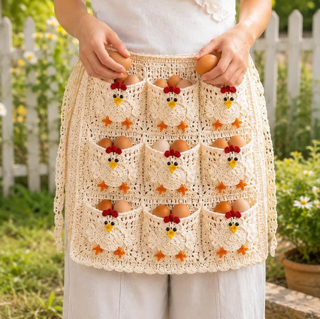 Egg Apron, Country-style Egg Collecting Apron Crochet Kit