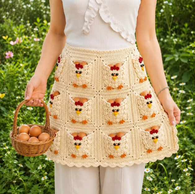 Egg Apron, Country-style Egg Collecting Apron Crochet Kit