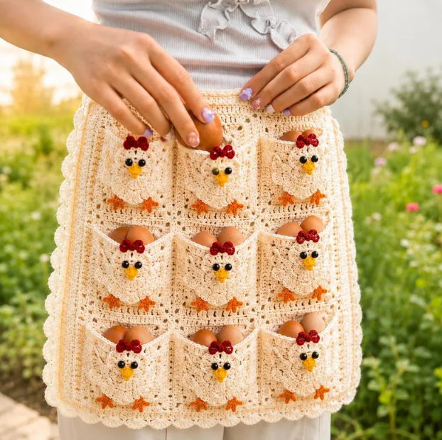 Egg Apron, Country-style Egg Collecting Apron Crochet Kit