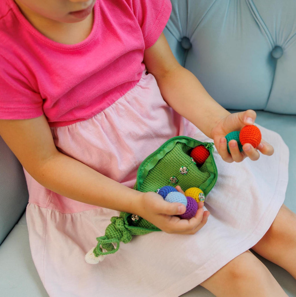 Crochet Rainbow Peas: Montessori Sensory Toy for Toddlers