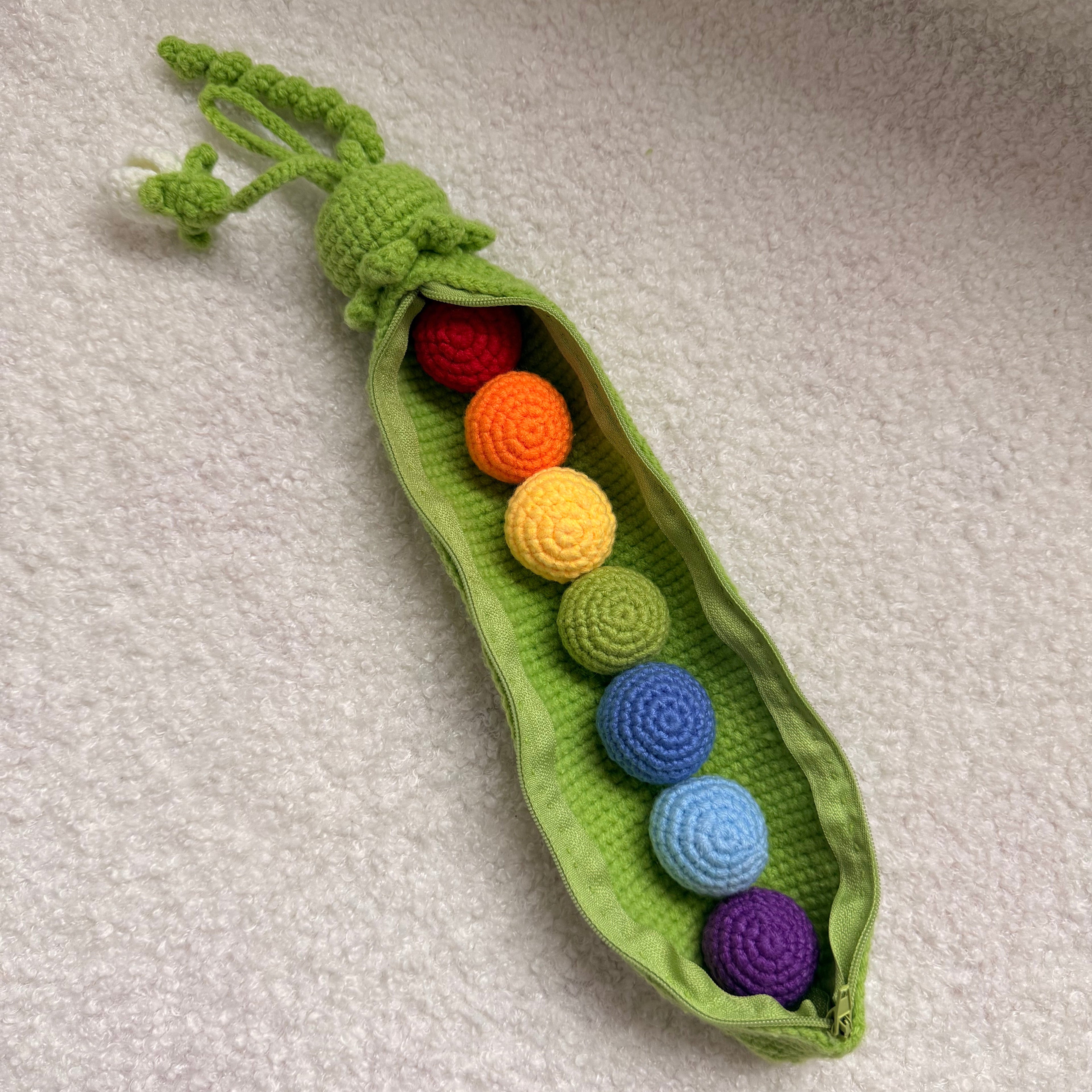 Crochet Rainbow Peas: Montessori Sensory Toy for Toddlers