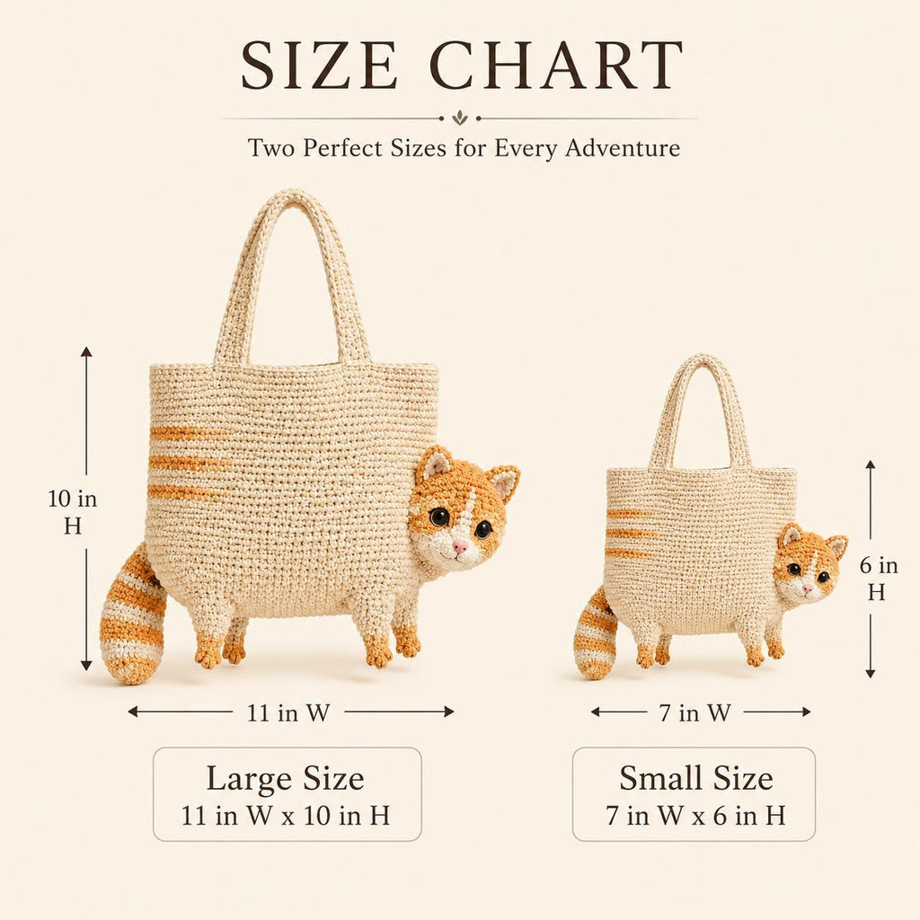 Handmade Crochet Orange Tabby Cat Tote Bag, Amigurumi Cat Shoulder Bag, Unique Pet Purse, Cat Lover Gift