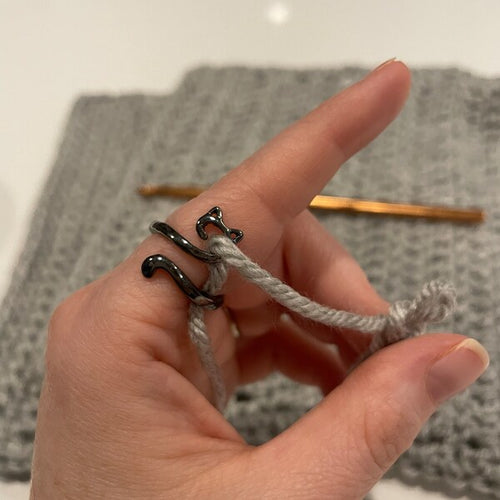 Adjustable Crochet With Thread Ring, Cute Kitten Ring Knitting Tool, Personality Knitting Jewelry Accessories