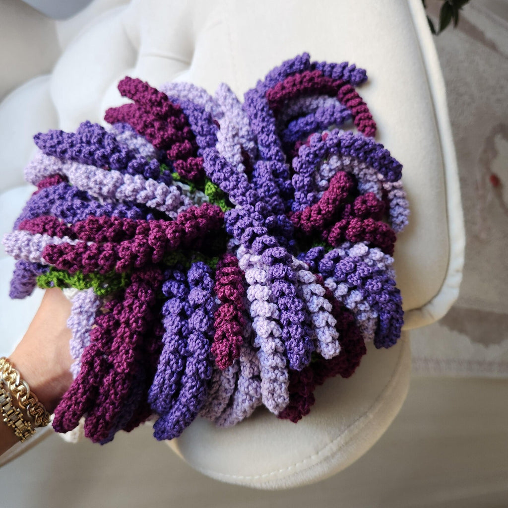 Handmade Crochet Lavender Tulip Blanket, Organic Cotton Throw, Valentine’s Day & Wedding Gift