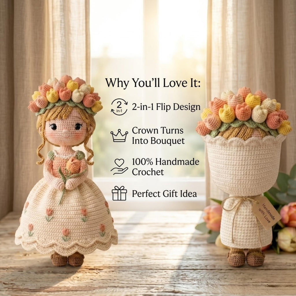 2 in 1 Flip Princess Flower Doll Bouquet Crochet Kit