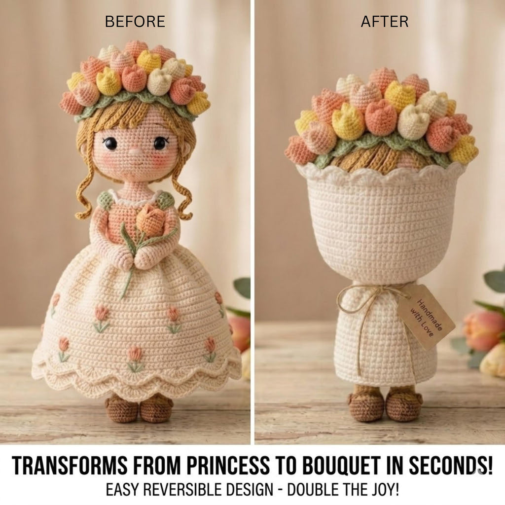 2 in 1 Flip Princess Flower Doll Bouquet Crochet Kit