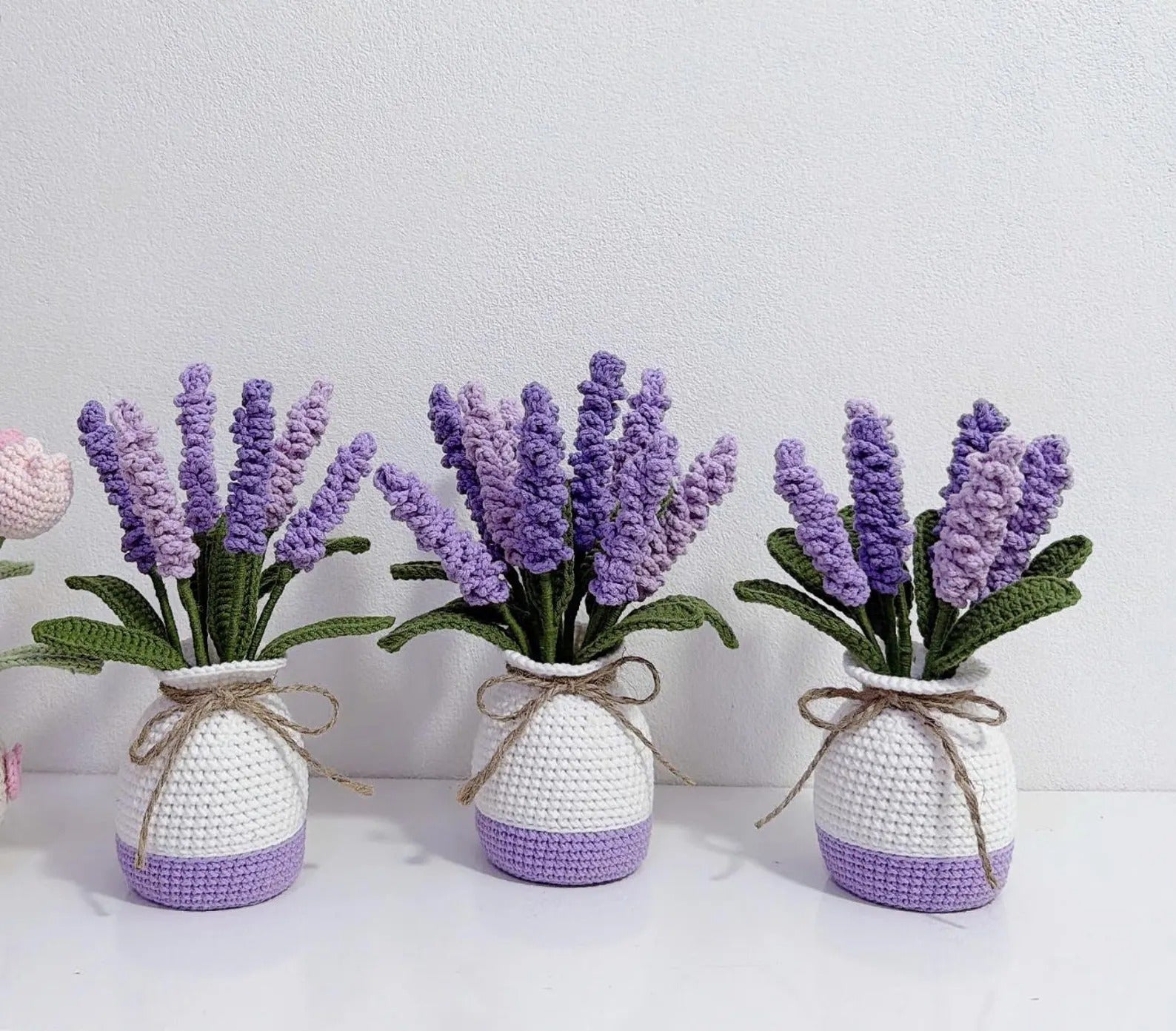 Handmade Crochet Lavender Bouquet, Light Purple & Purple Flowers, Desk Decor Home Gift
