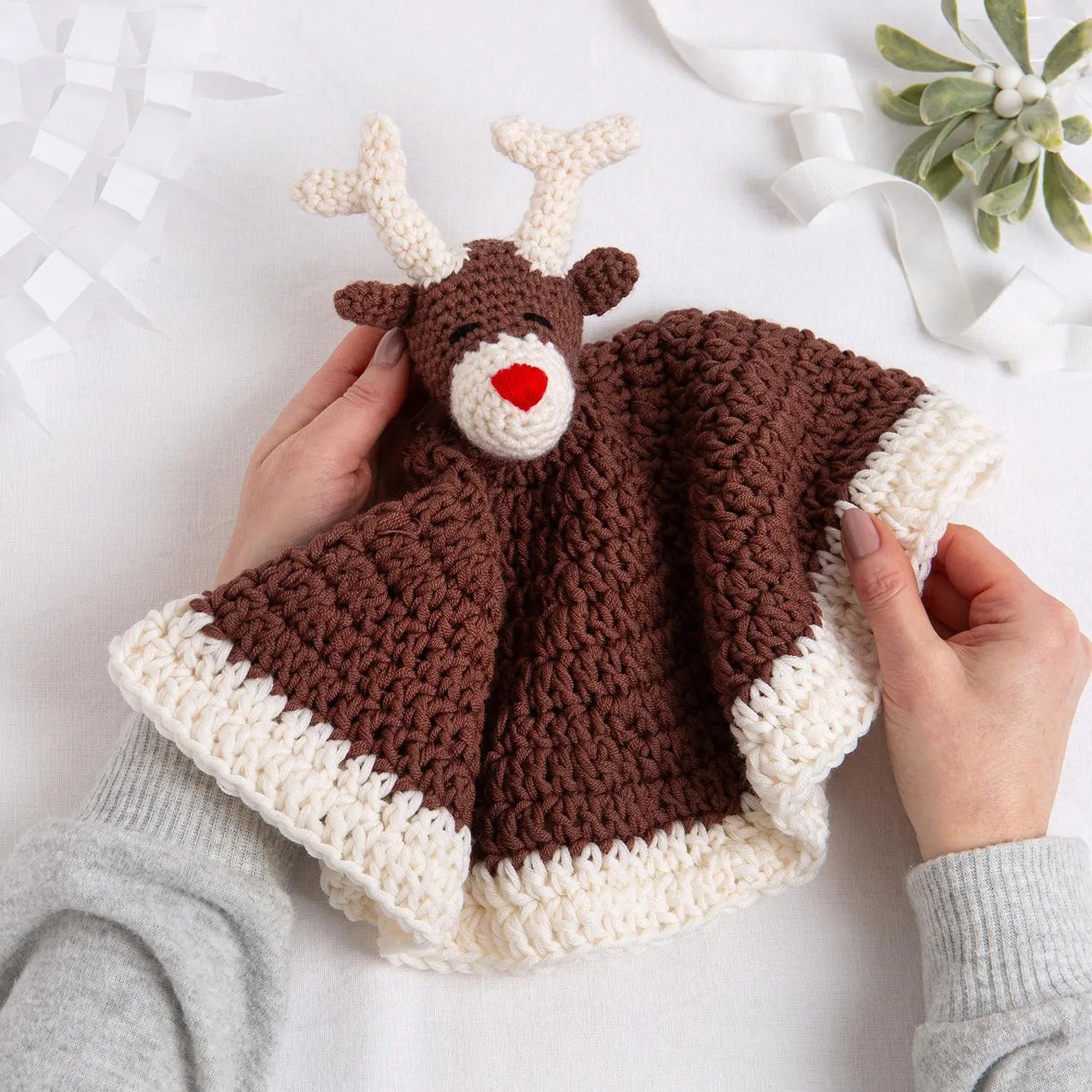 Reindeer Baby Comforter Crochet Kit