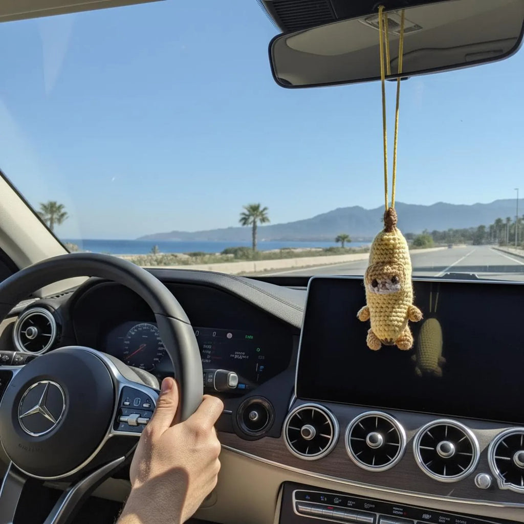 Banana Cat Car Hanging Crochet Kit
