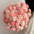 Handmade Crochet Rose Blanket, Soft Pink Floral Throw, Cozy Elegant Home Decor (47 inches)